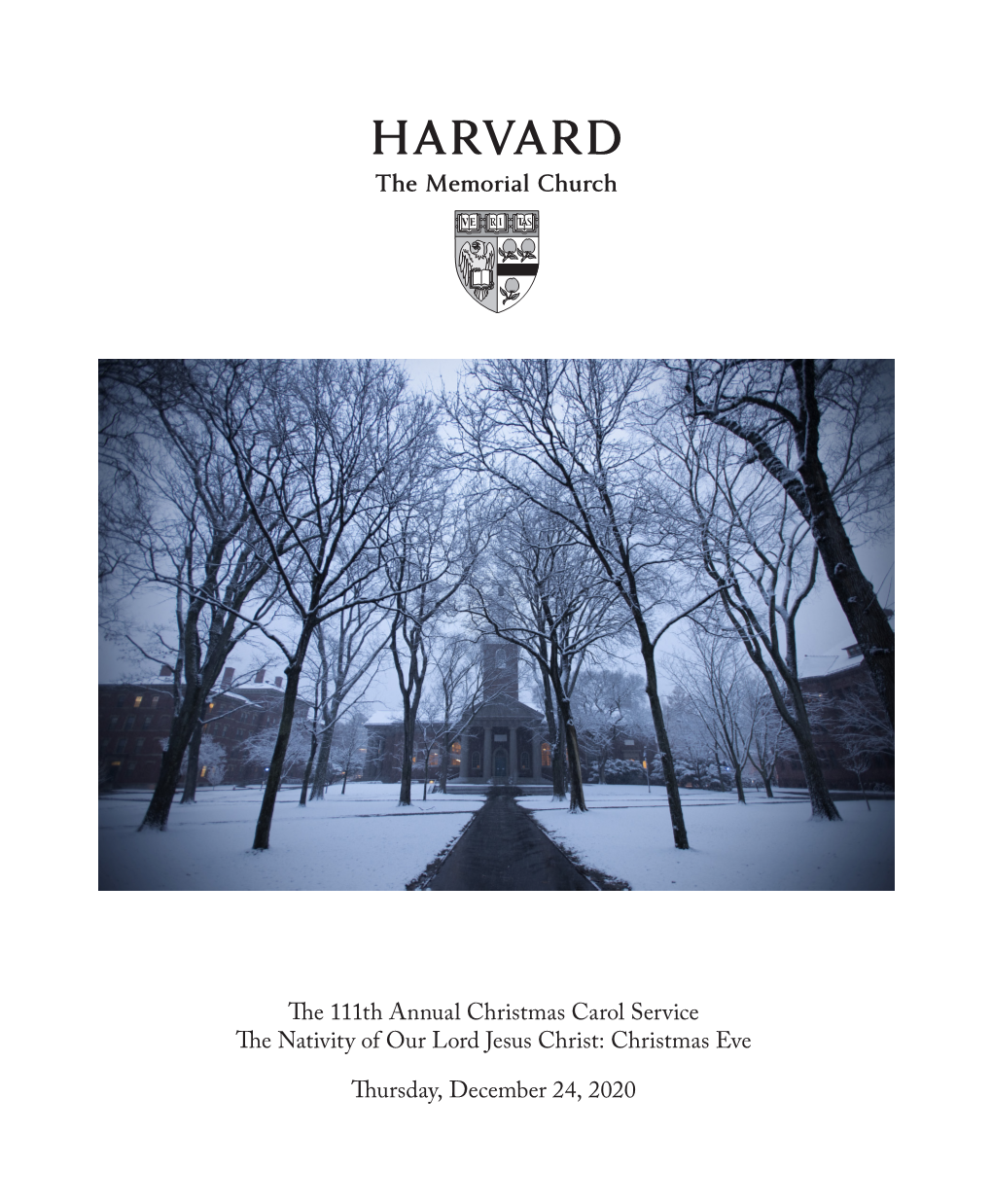 The 111Th Annual Christmas Carol Service Program