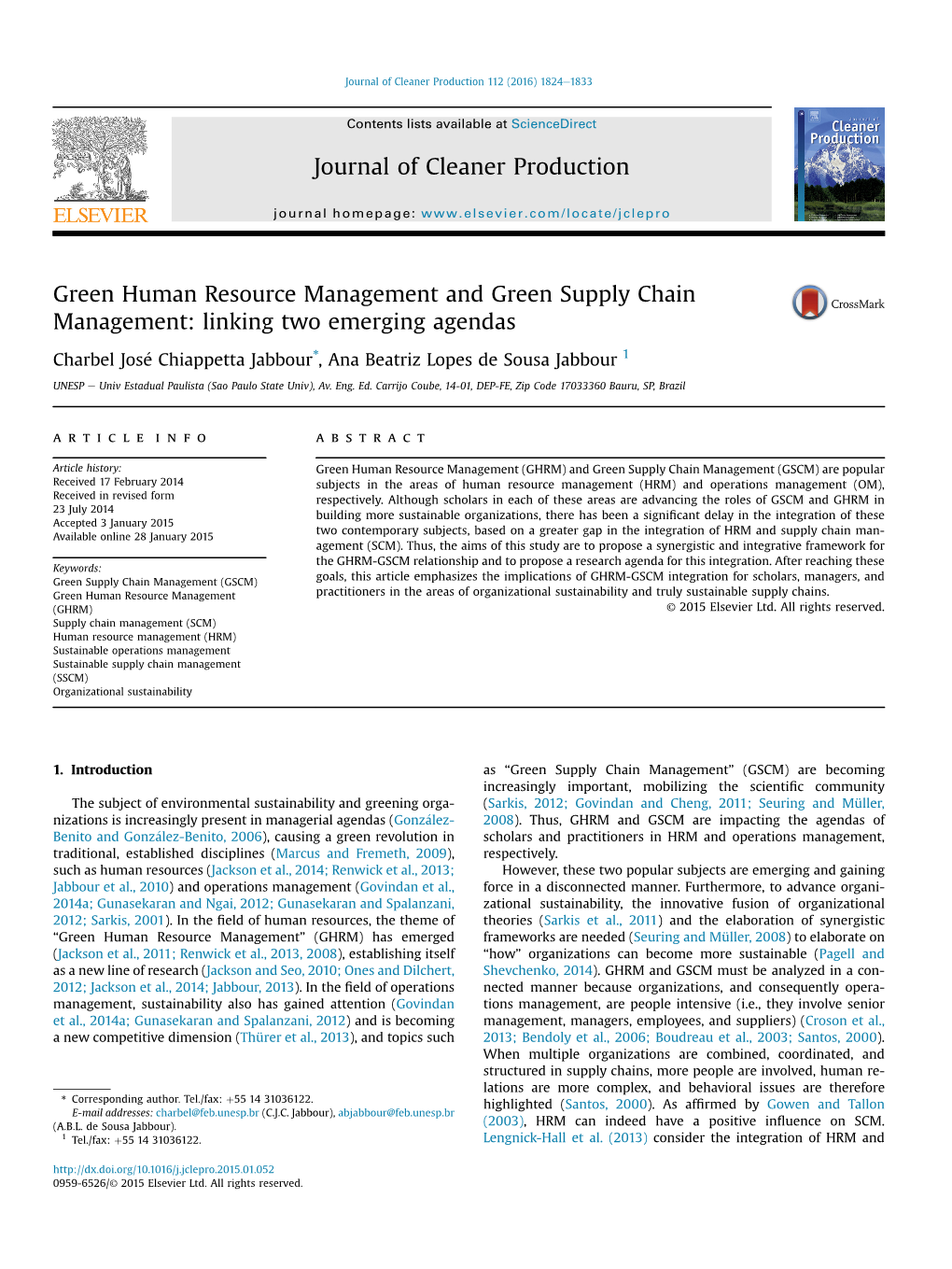 Green Human Resource Management and Green Supply Chain Management: Linking Two Emerging Agendas