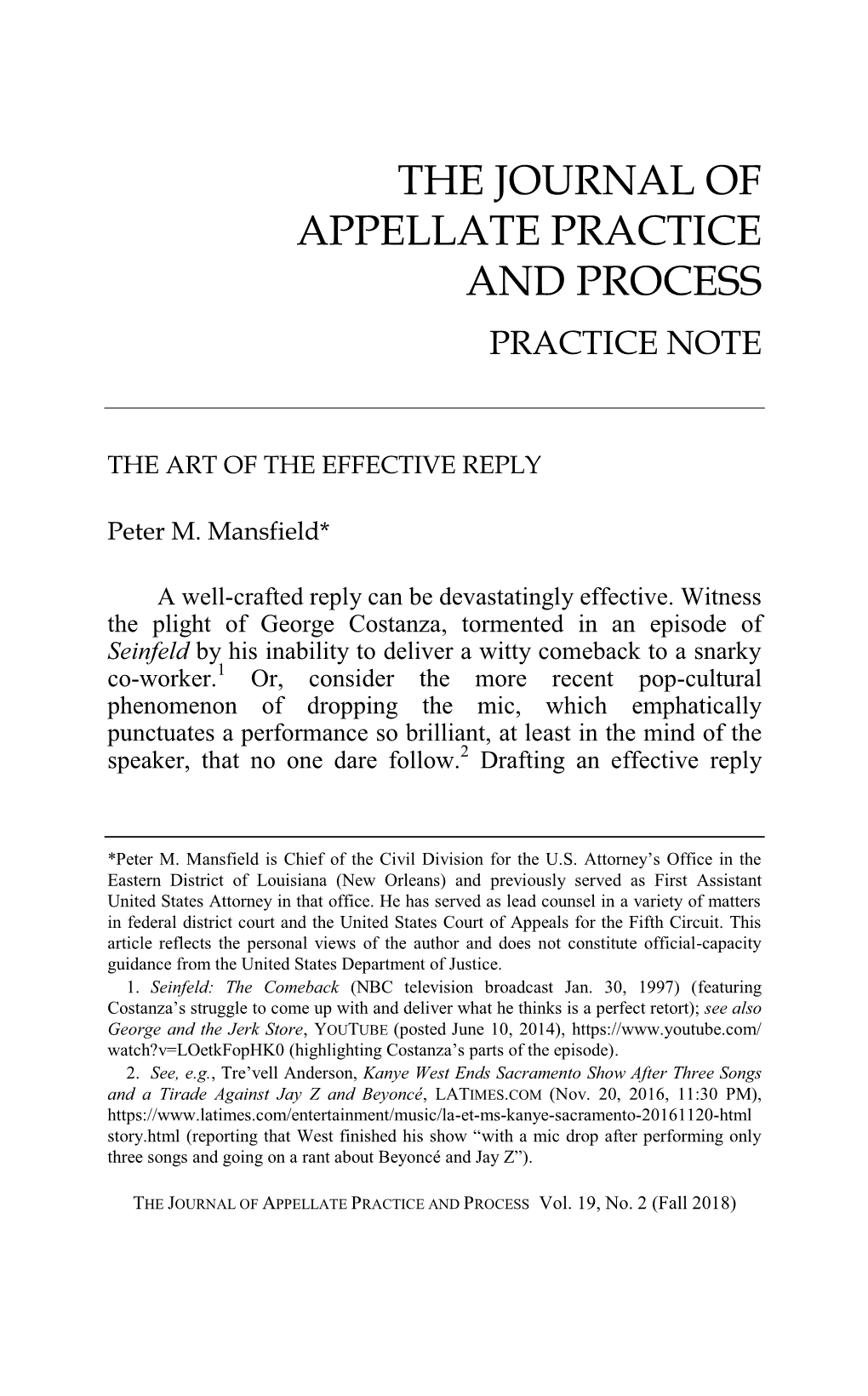 THE ART of the EFFECTIVE REPLY REPLY EFFECTIVE of the ART the Peter M