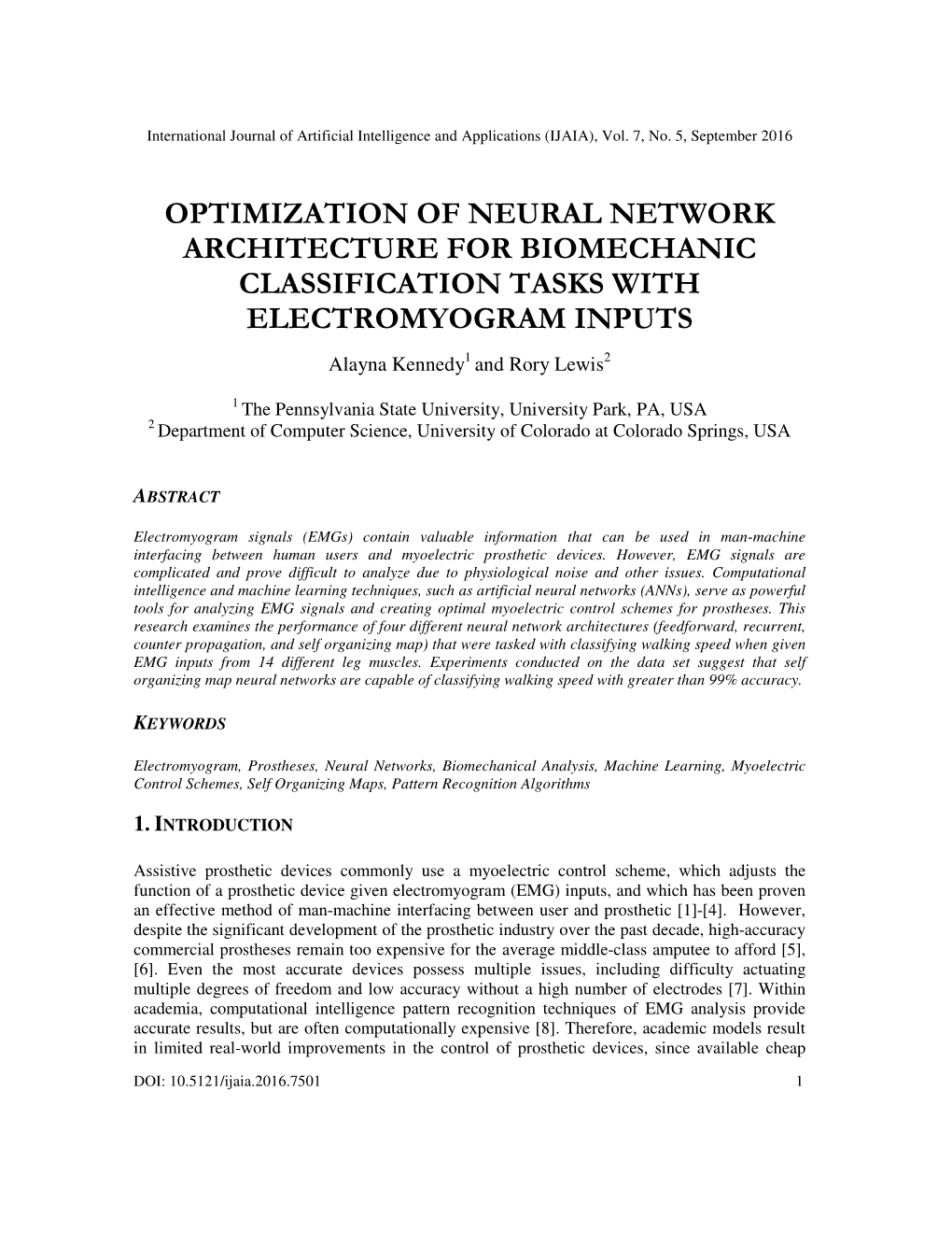 Optimization of Neural Network Architecture for Biomechanic Classification Tasks with Electromyogram Inputs