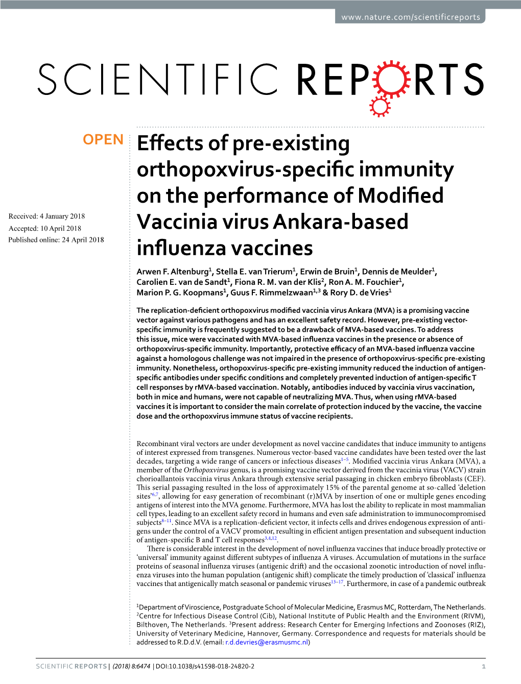 Effects of Pre-Existing Orthopoxvirus-Specific Immunity On