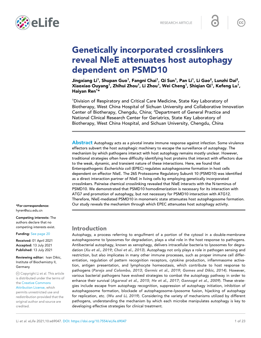 Genetically Incorporated Crosslinkers Reveal Nlee Attenuates Host