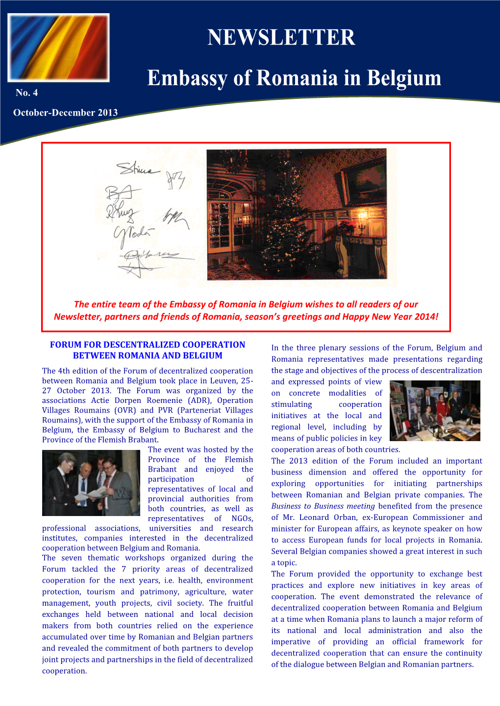 NEWSLETTER Embassy of Romania in Belgium