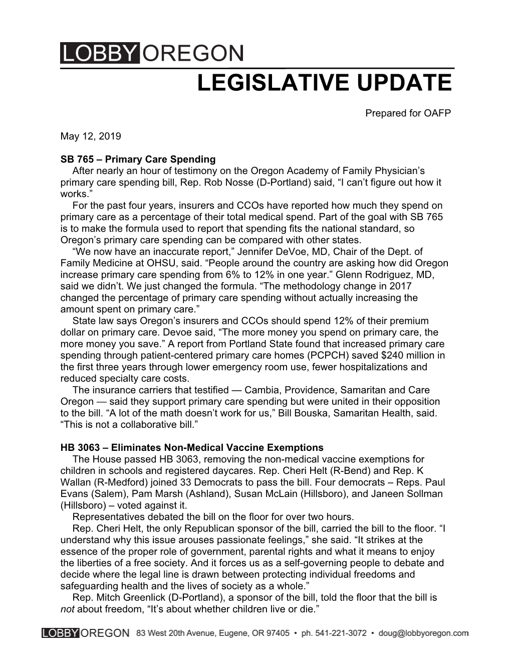 Legislative Update