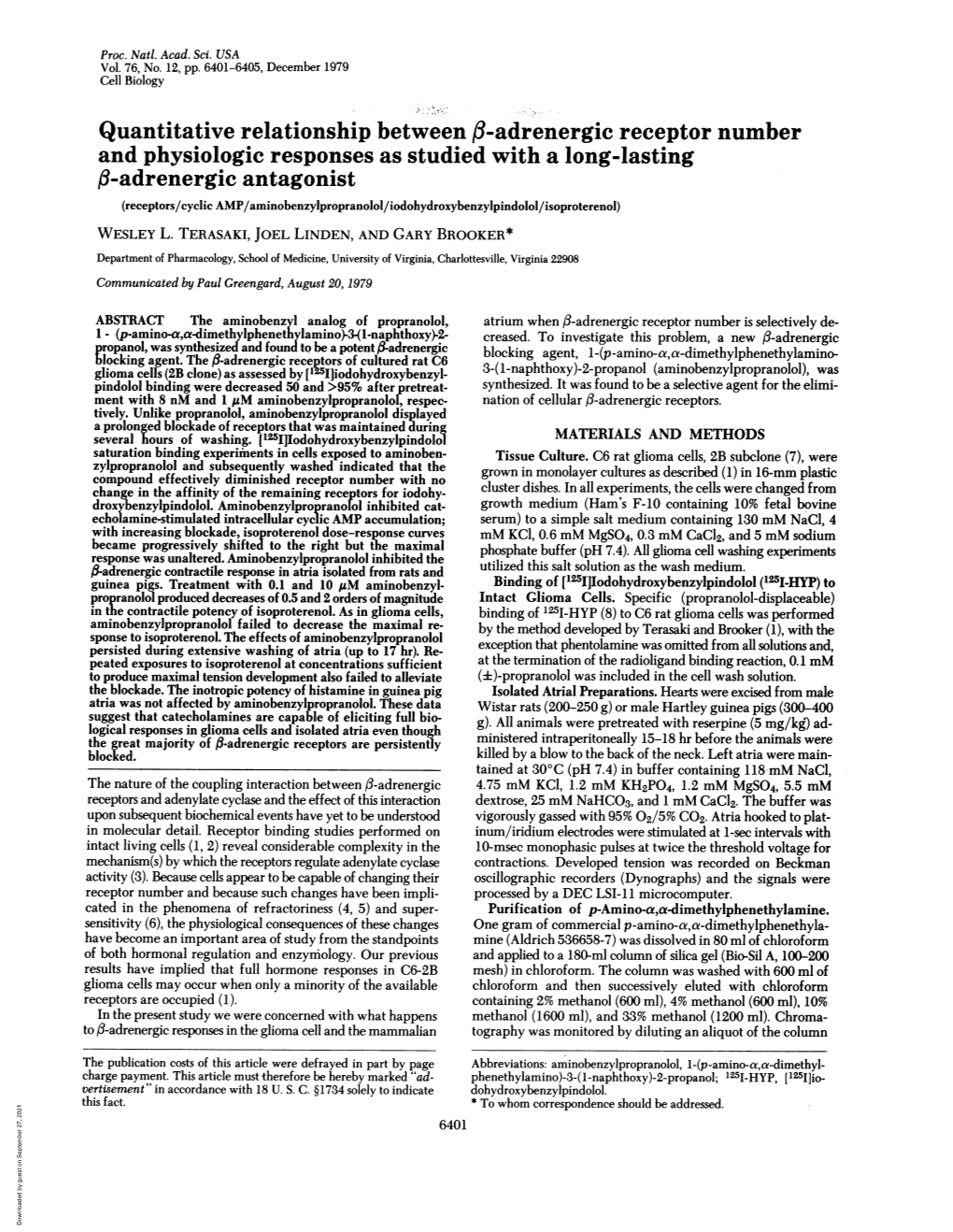 F3-Adrenergic Antagonist (Receptors/Cyclic AMP/Aminobenzylpropranolol/Iodohydroxybenzylpindolol/Isoproterenol) WESLEY L