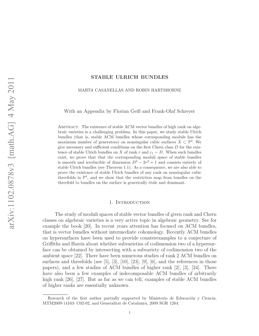 Arxiv:1102.0878V3 [Math.AG]