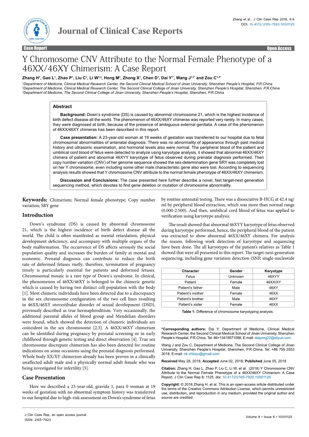 Y Chromosome CNV Attribute to the Normal