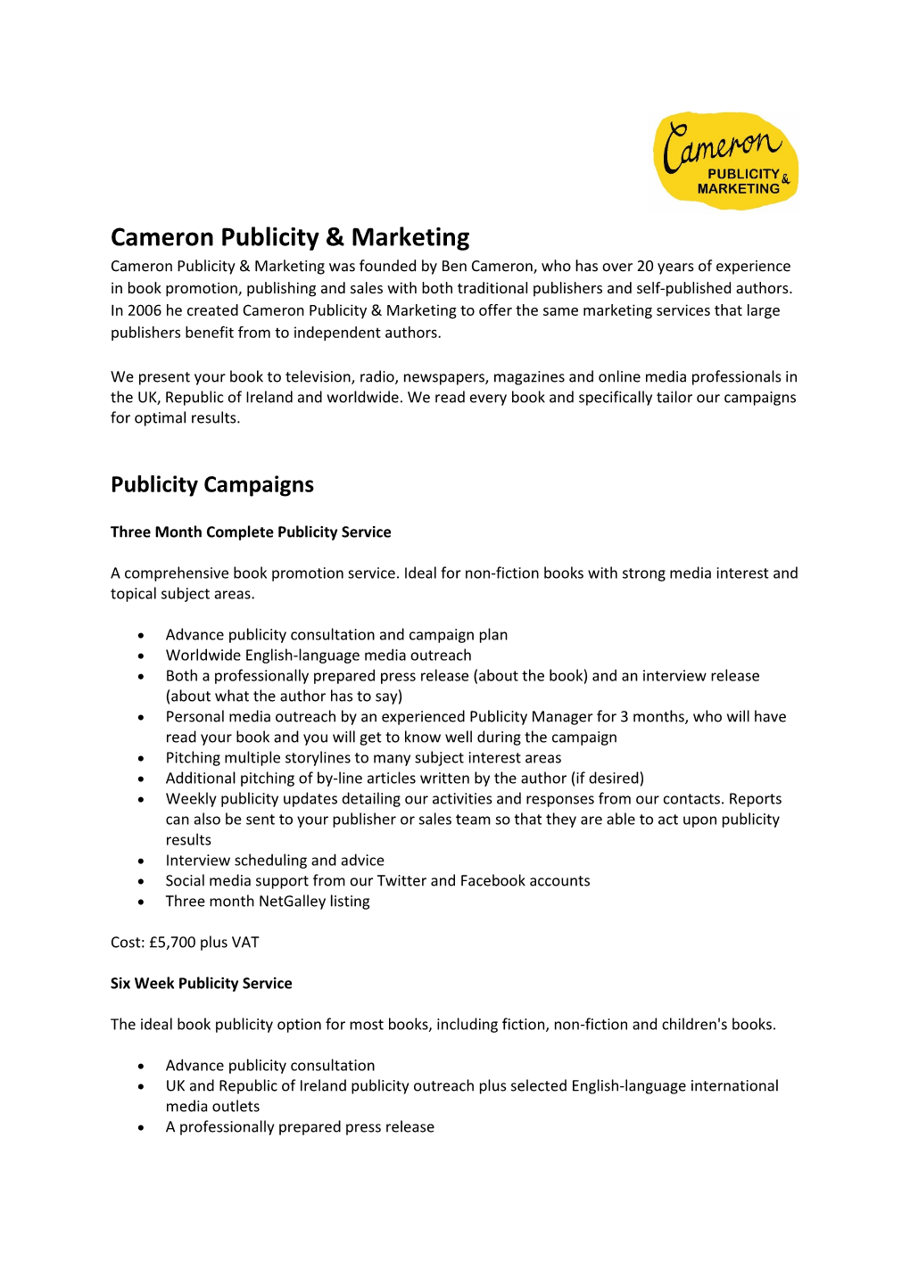 Cameron Publicity & Marketing