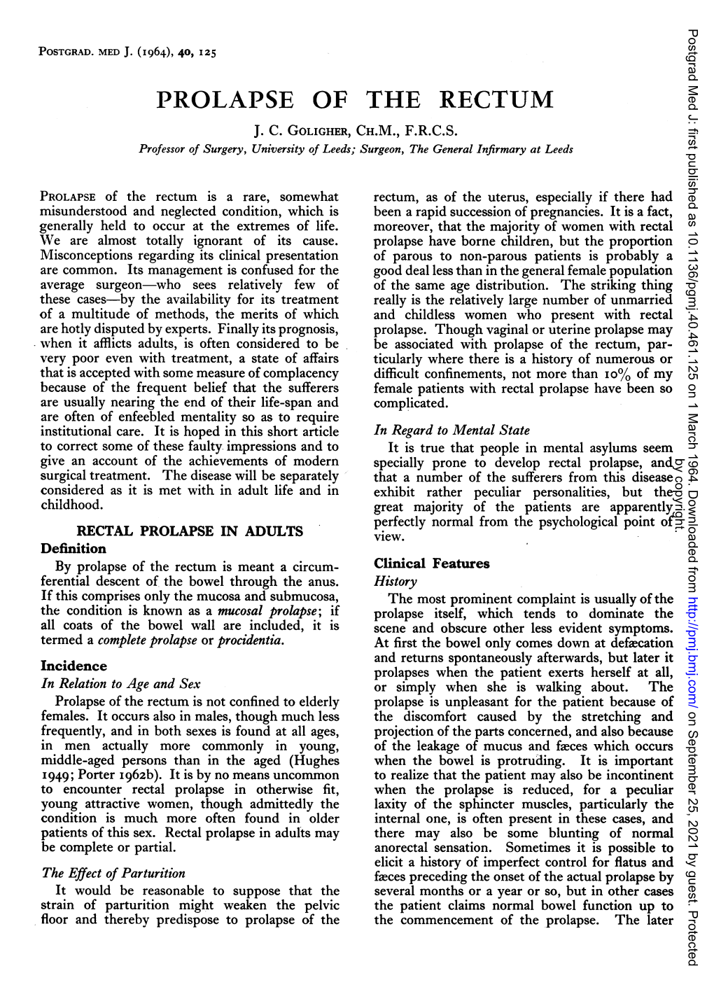 Prolapse of the Rectum J