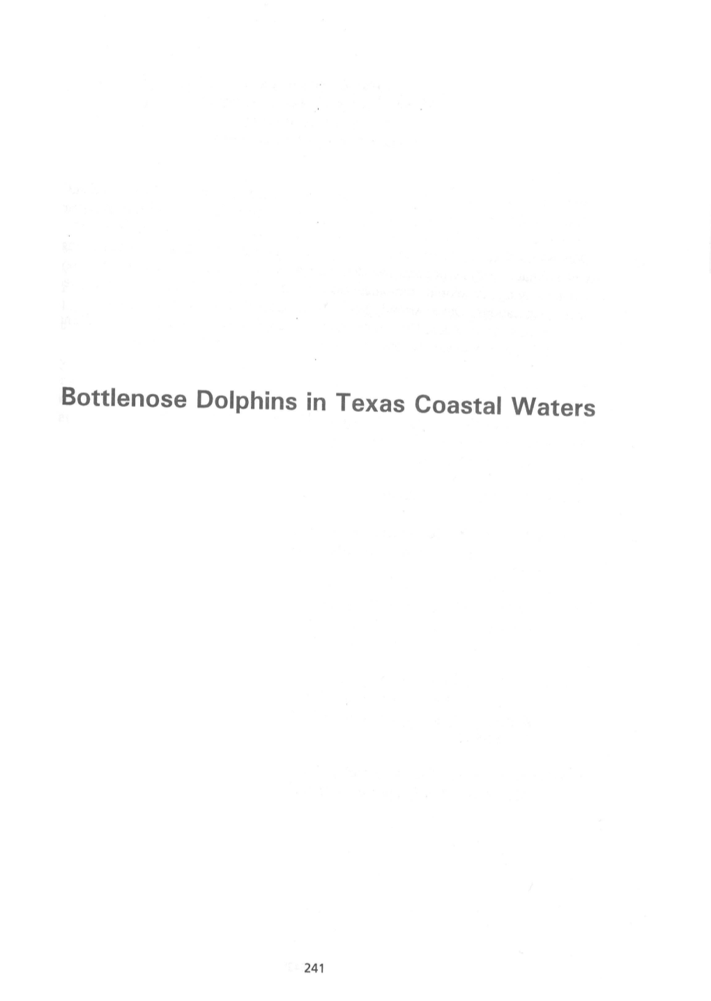 Bottlenose Dolphins in Texas Coastal Waters