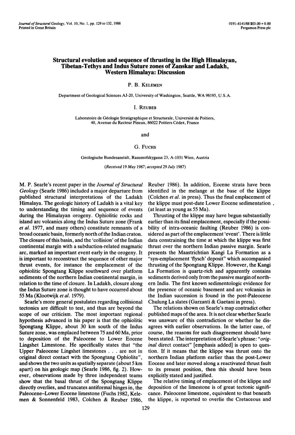 Structural Evolution and Sequence of Thrusting in the High Himalayan, Tibetan-Tethys and Indus Suture Zones of Zanskar and Ladakh, Western Himalaya: Discussion