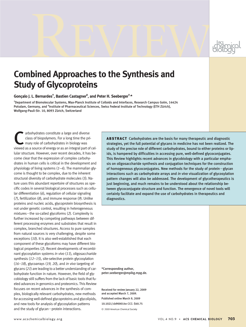 Combined Approaches to the Synthesis and Study of Glycoproteins