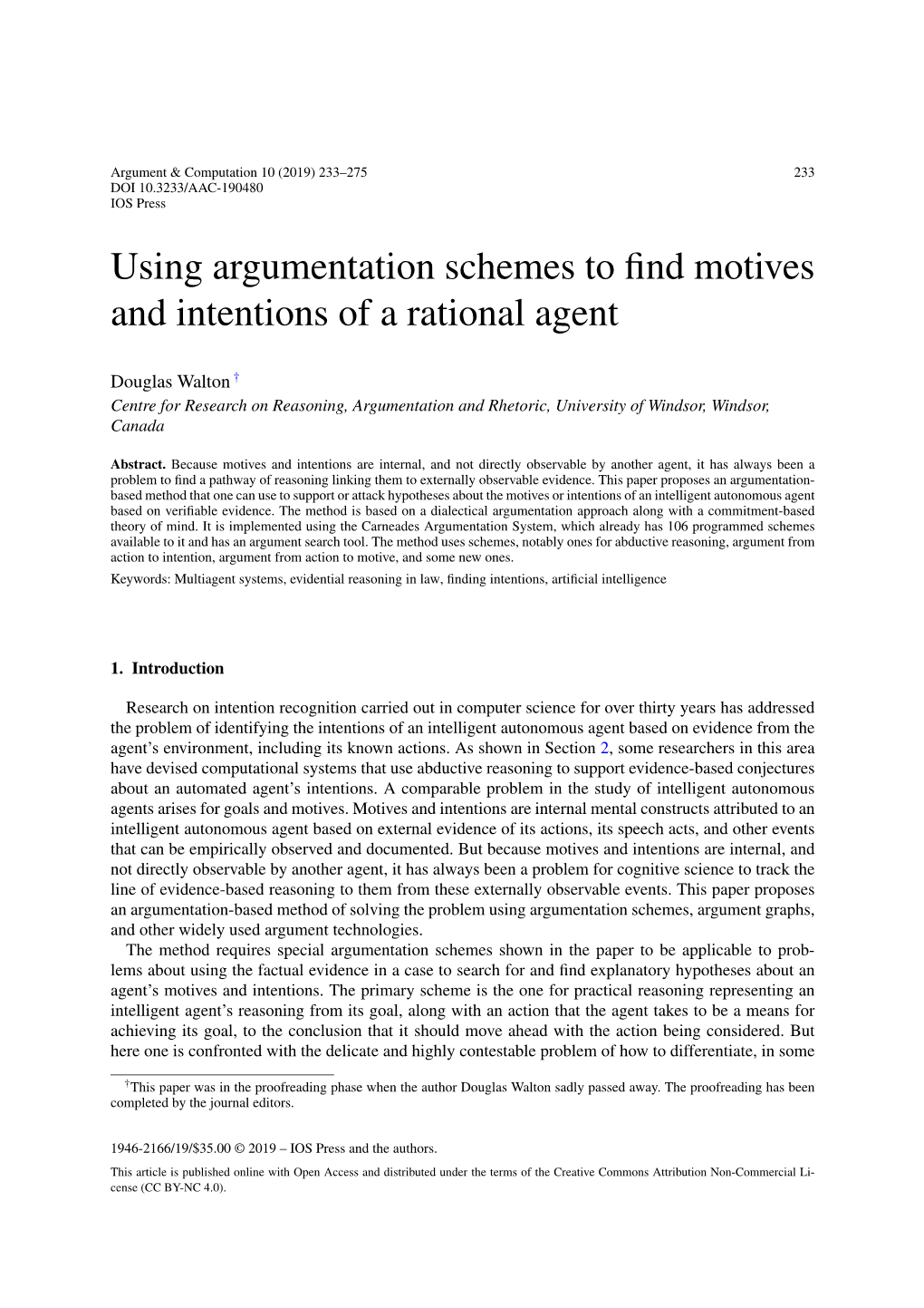 Using Argumentation Schemes to Find Motives and Intentions of a Rational