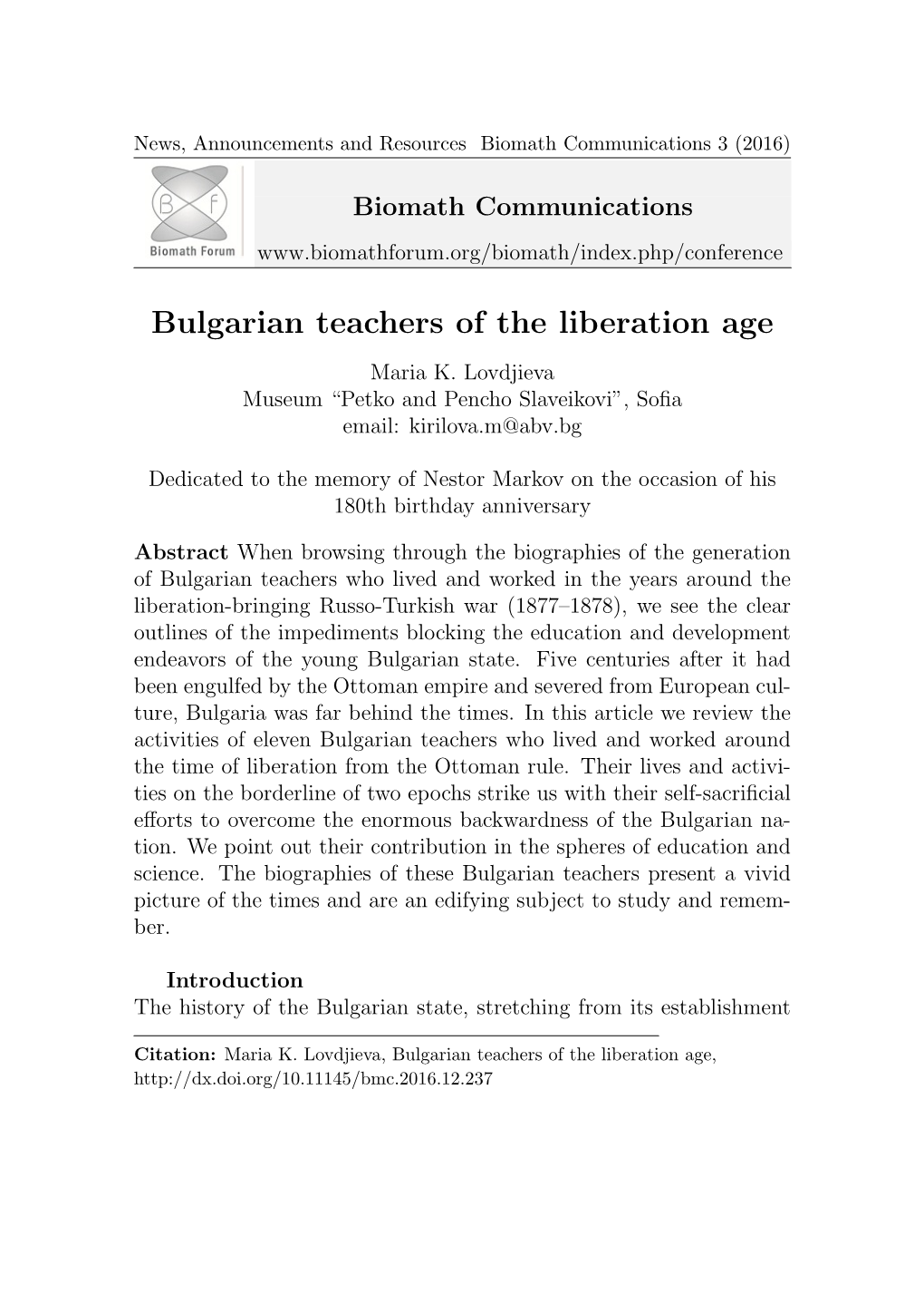 Bulgarian Teachers of the Liberation Age