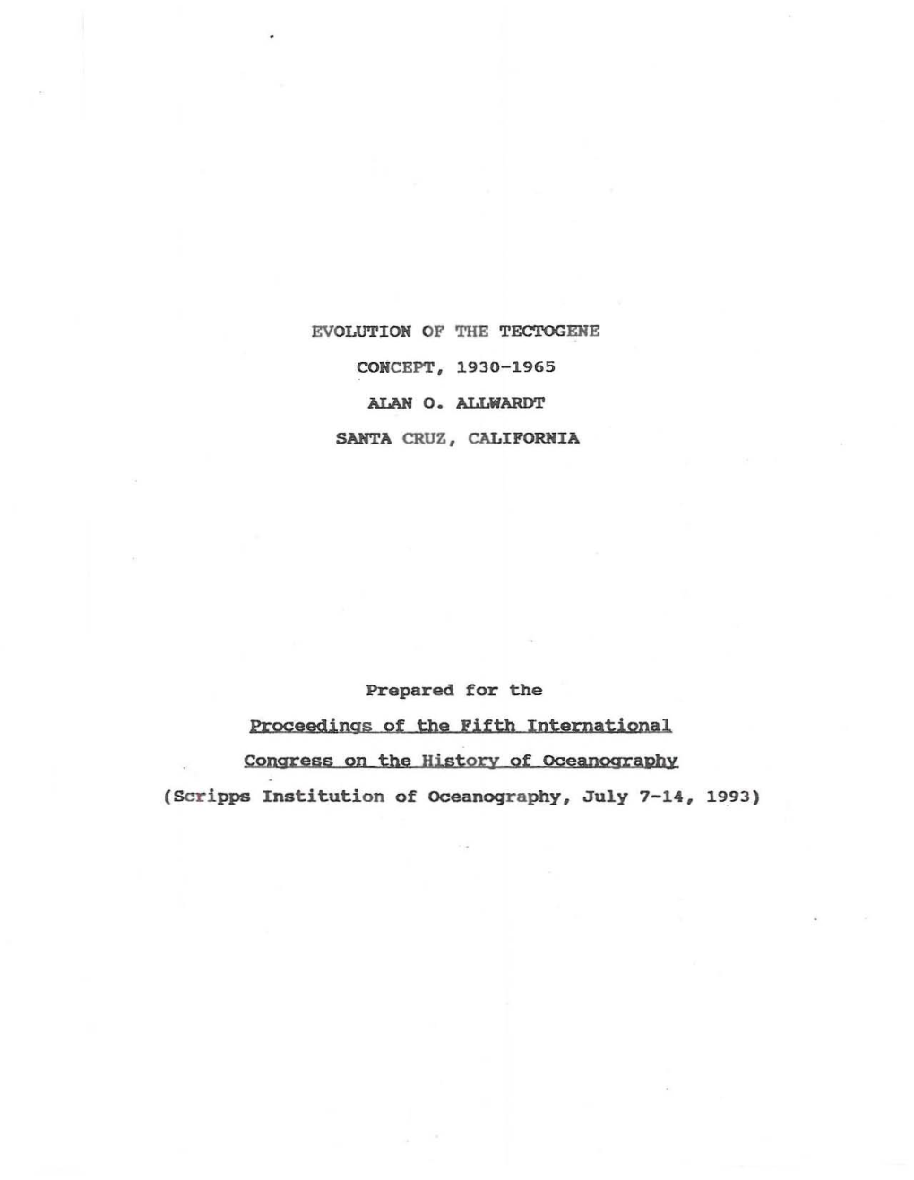 Proceedings of the Fifth International Congress on the History of Oceanography