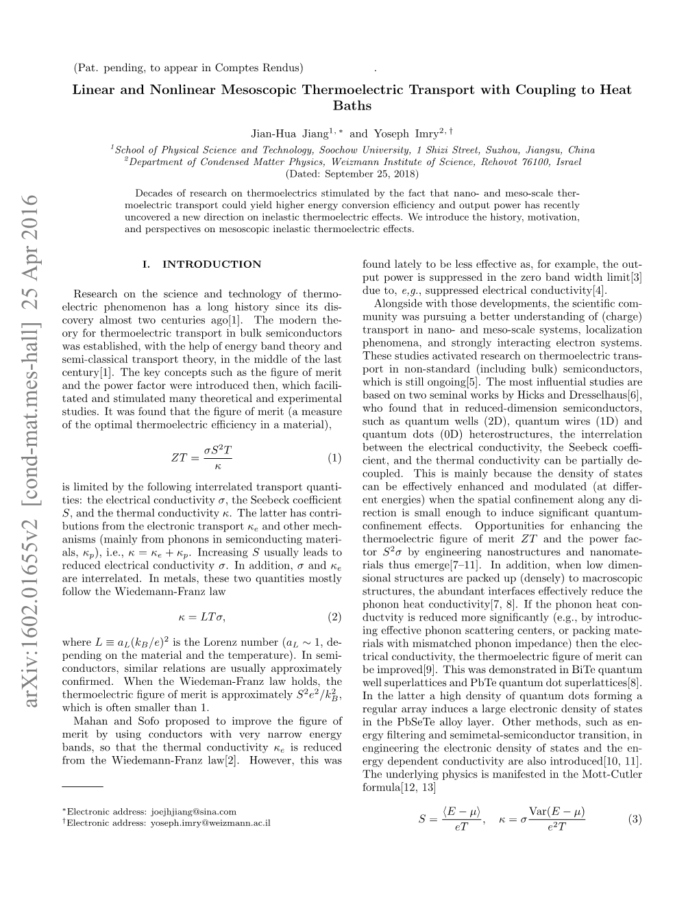 Arxiv:1602.01655V2 [Cond-Mat.Mes-Hall] 25 Apr 2016 Which Is Often Smaller Than 1