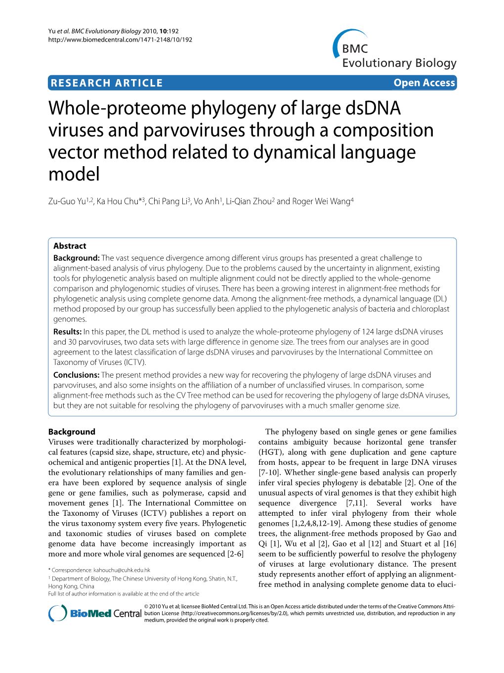 Whole-Proteome Phylogeny of Large Dsdna Viruses and Parvoviruses