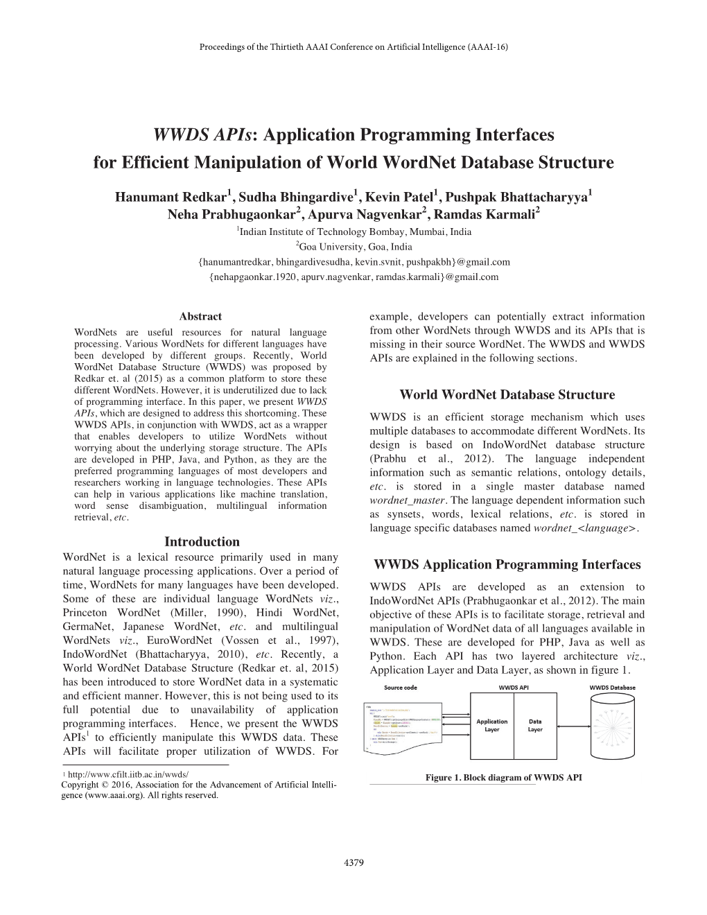 WWDS Apis: Application Programming Interfaces for Efficient Manipulation of World Wordnet Database Structure