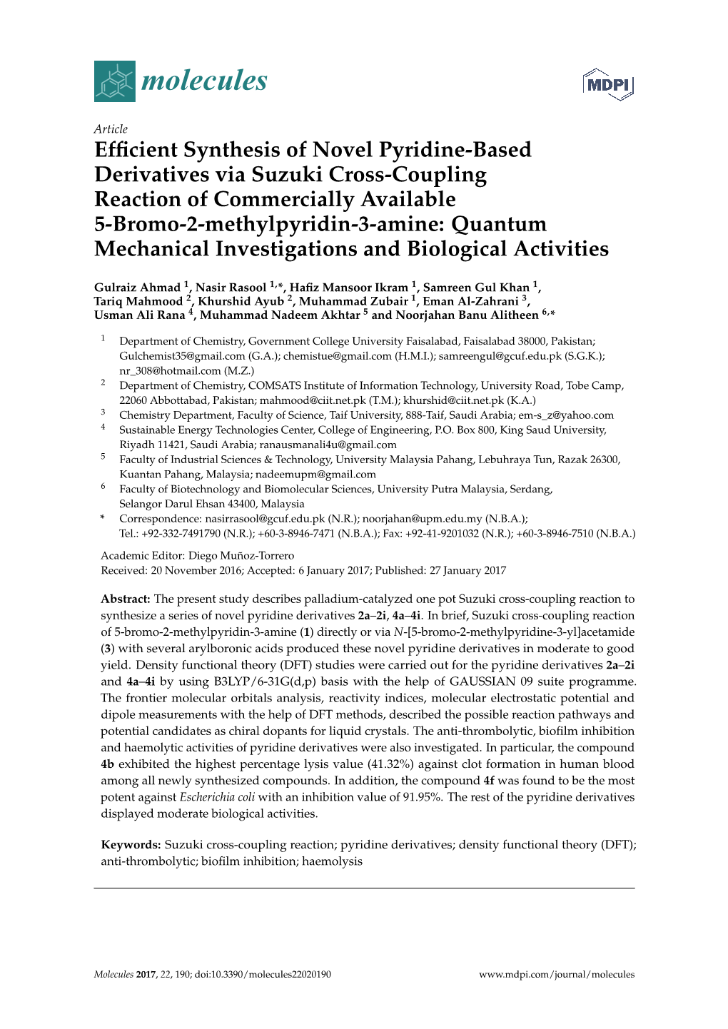 Efficient Synthesis of Novel Pyridine-Based Derivatives Via