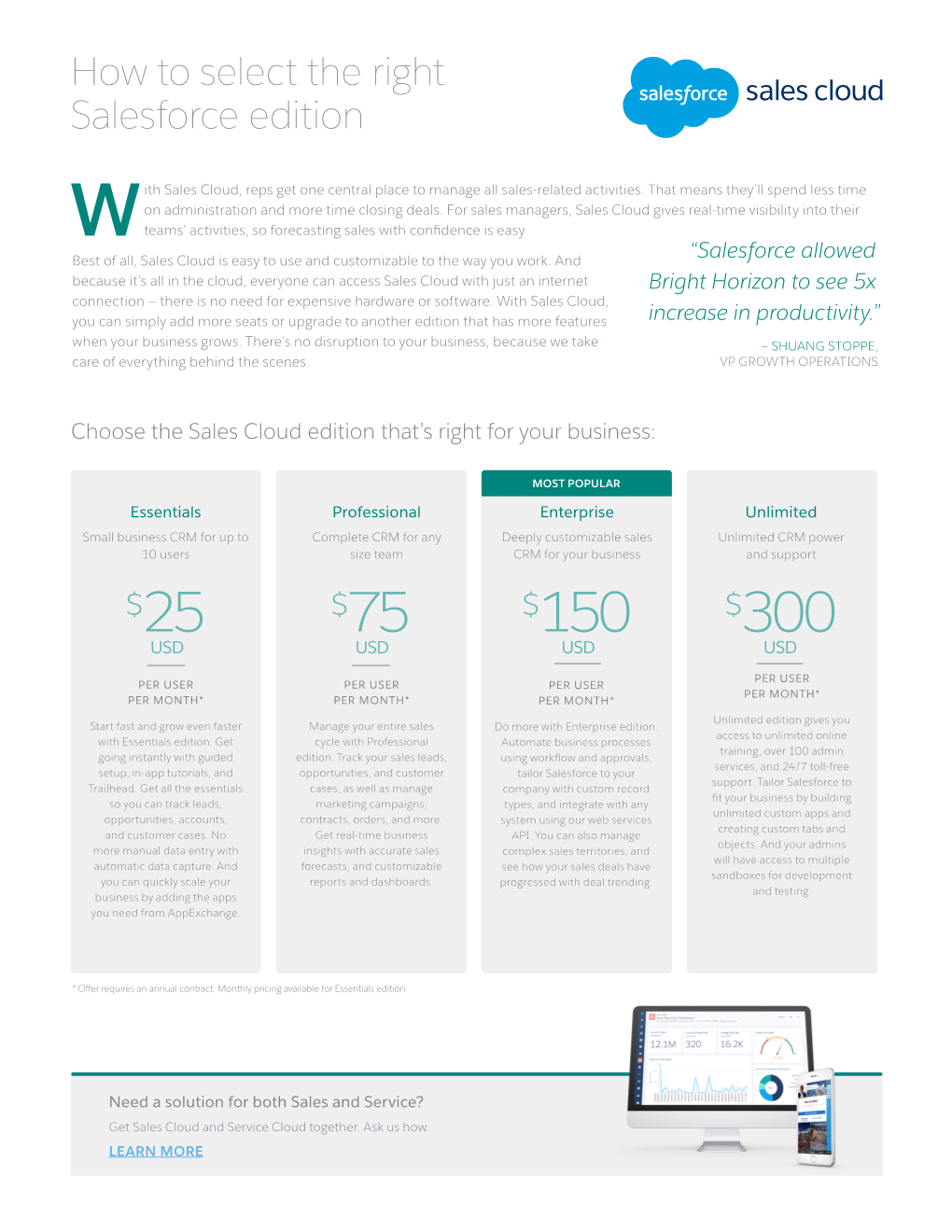 Get the Sales Cloud Edition Comparison Chart