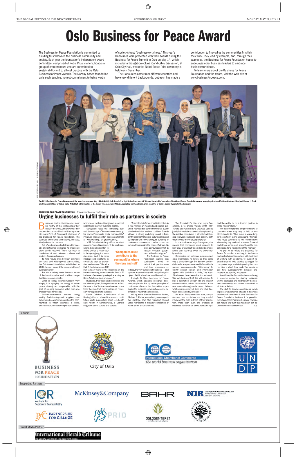 Oslo Business for Peace Award