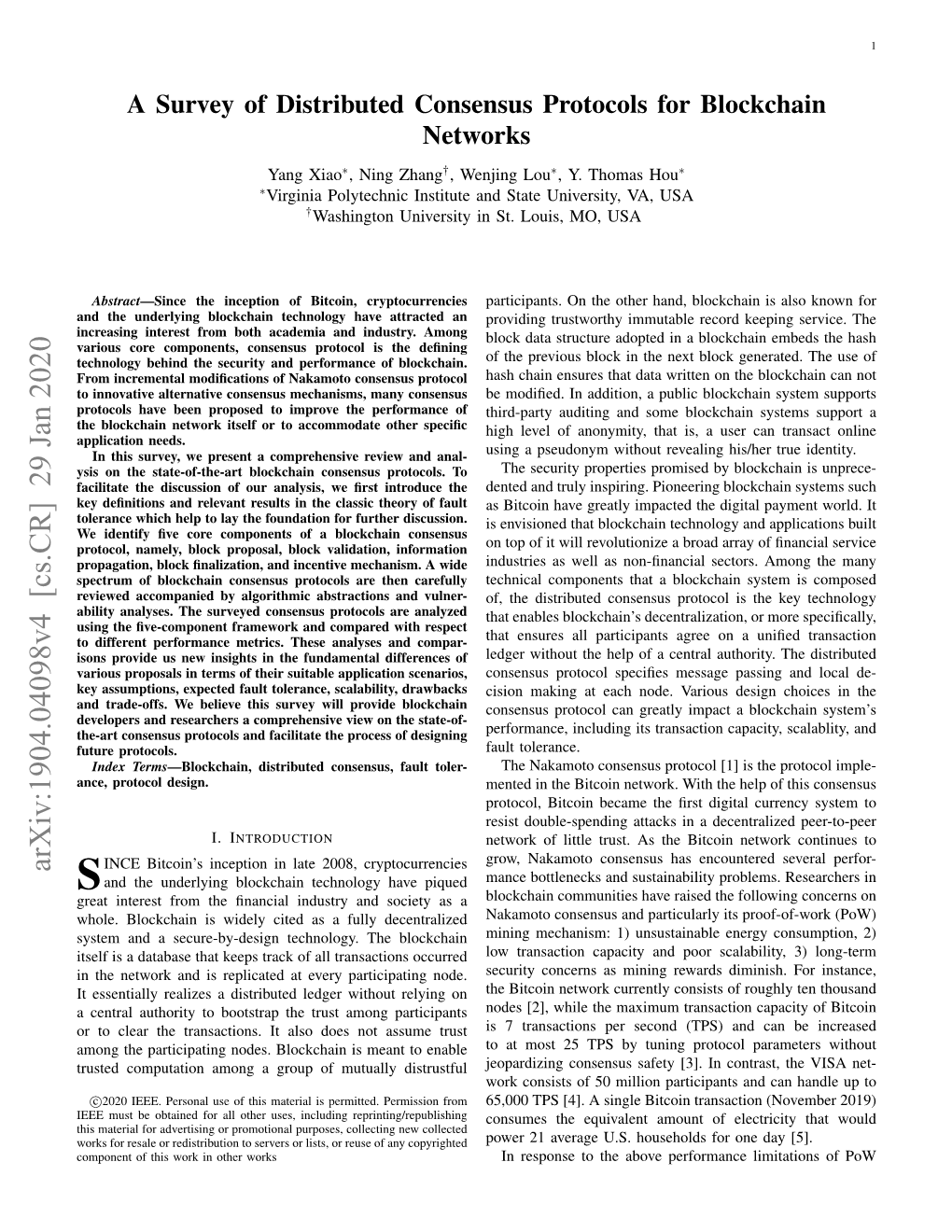 A Survey of Distributed Consensus Protocols for Blockchain Networks