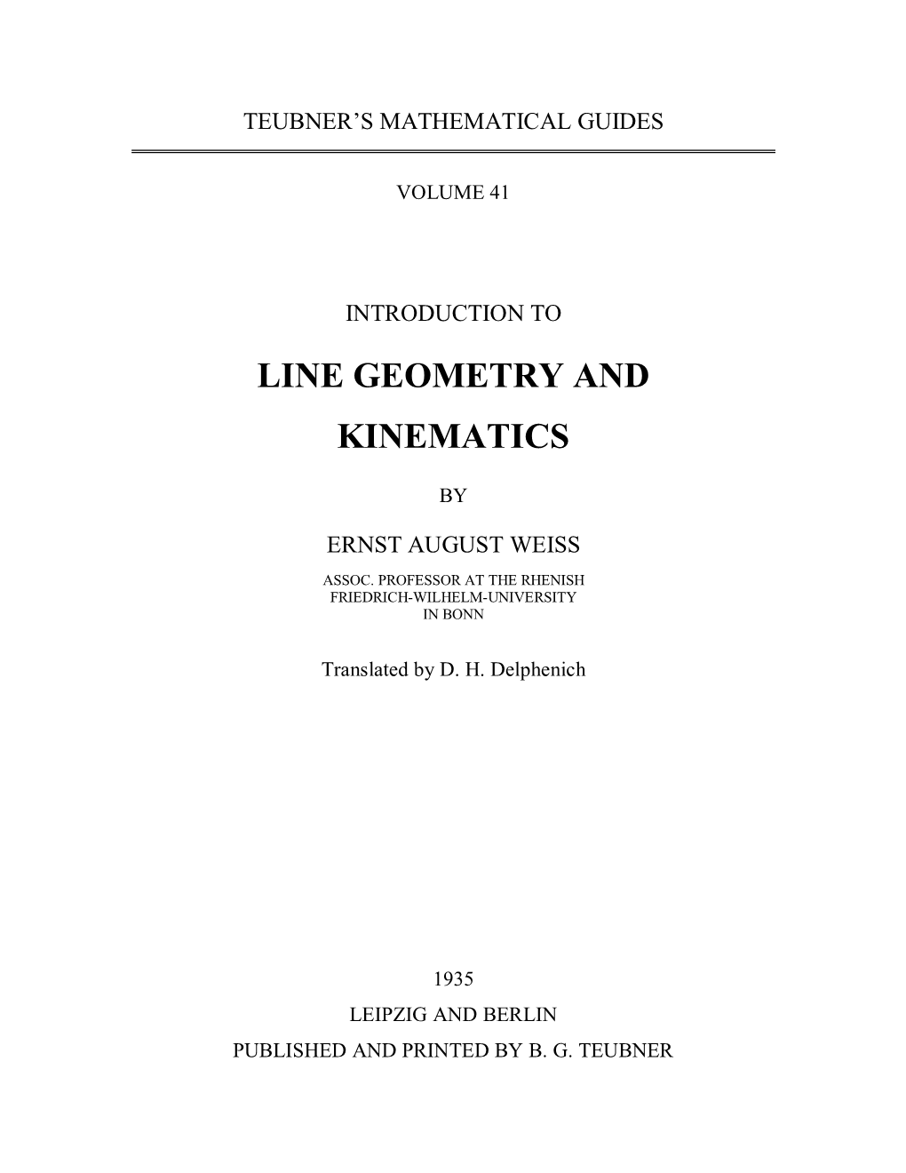 Intro to Line Geom and Kinematics