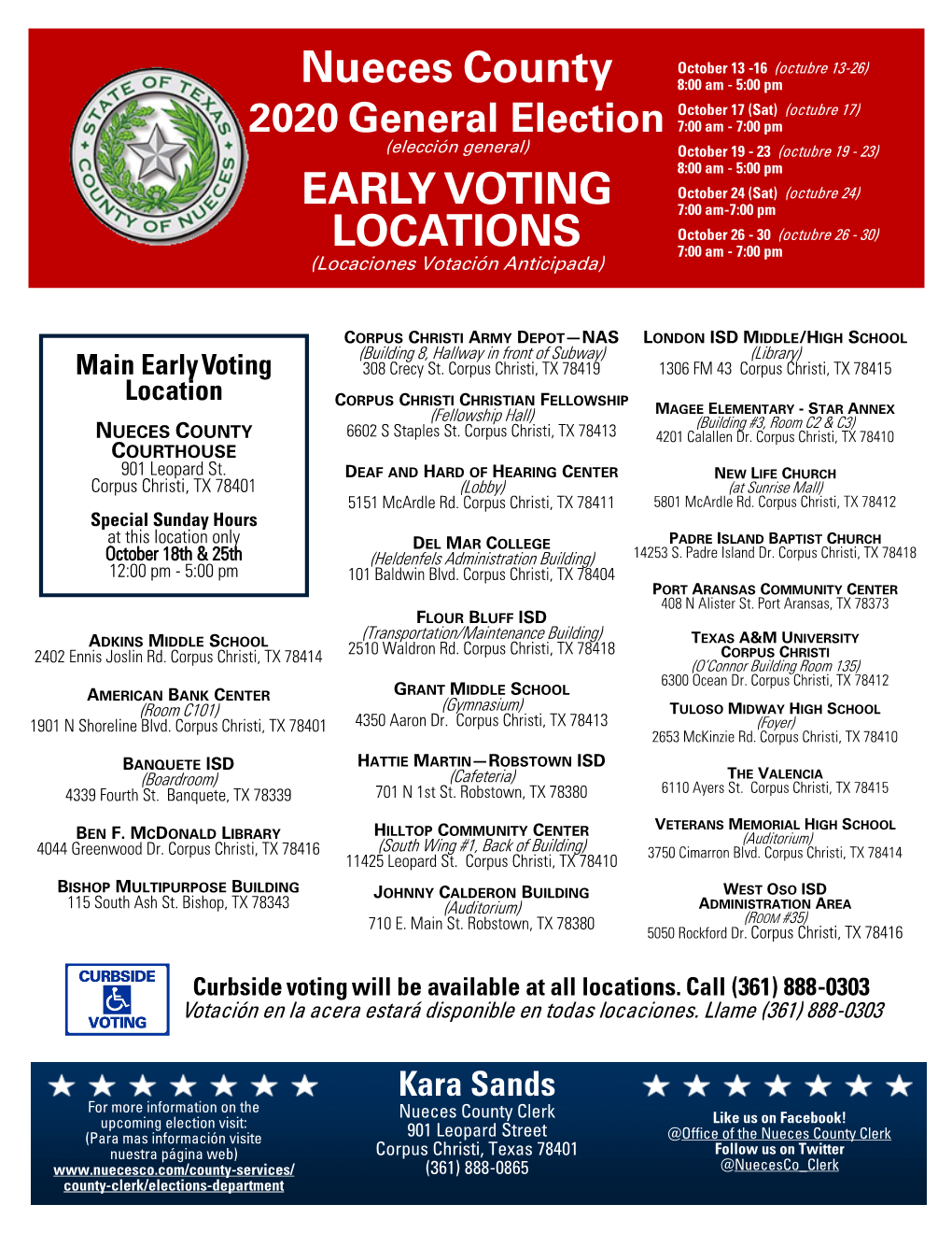 Nueces County EARLY VOTING LOCATIONS