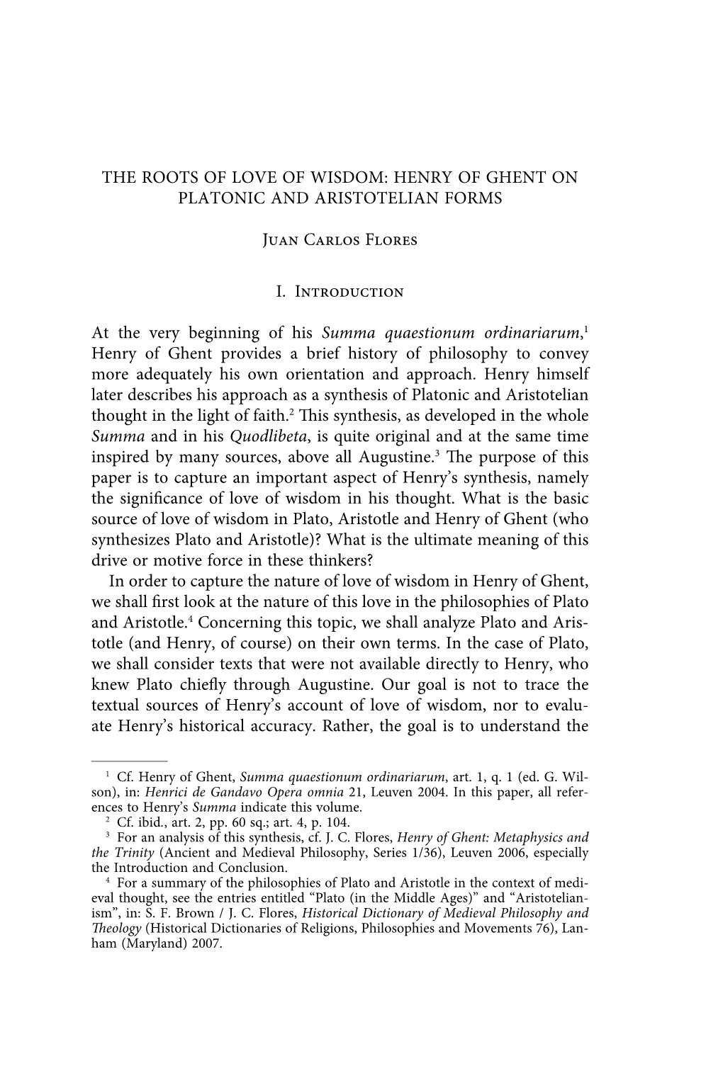 Henry of Ghent on Platonic and Aristotelian Forms