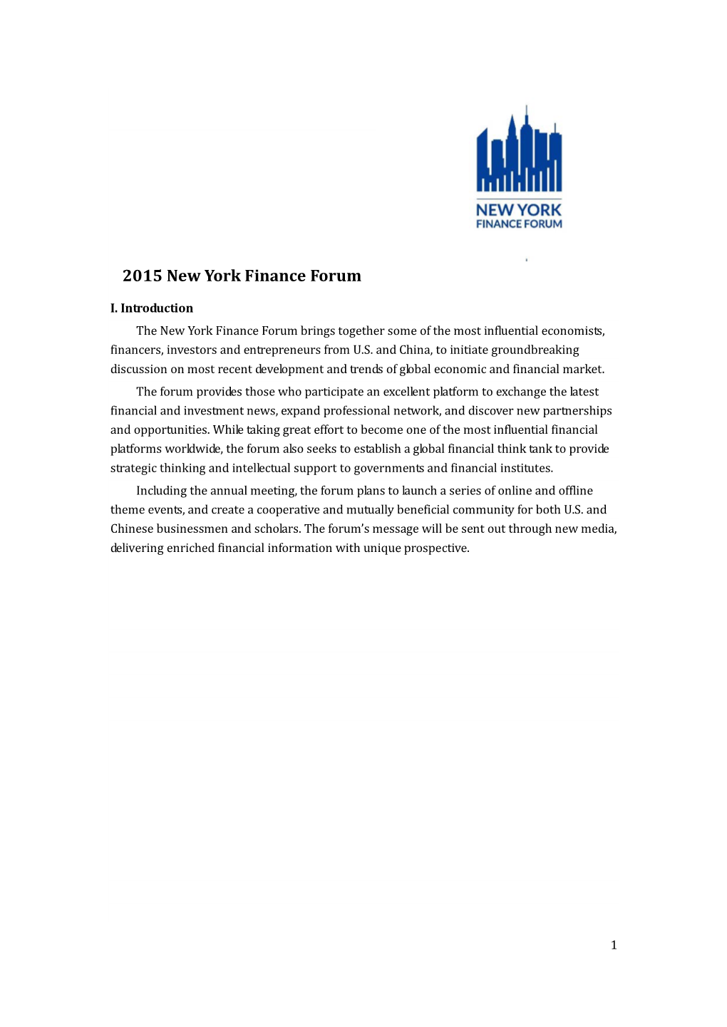 2015 New York Finance Forum