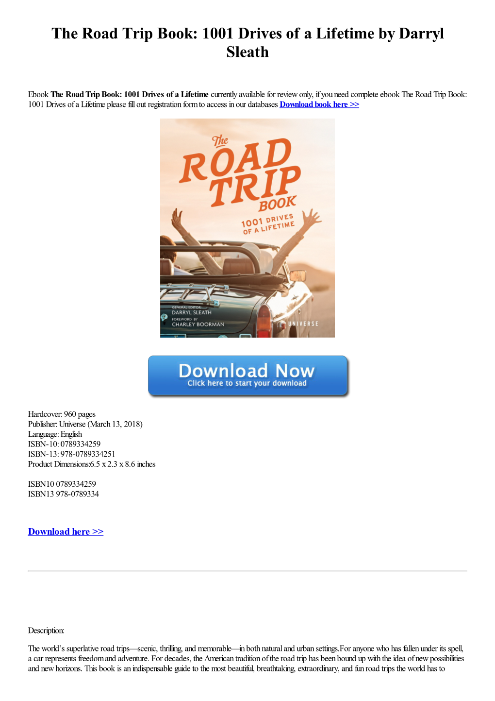 The Road Trip Book: 1001 Drives of a Lifetime by Darryl Sleath Ebook