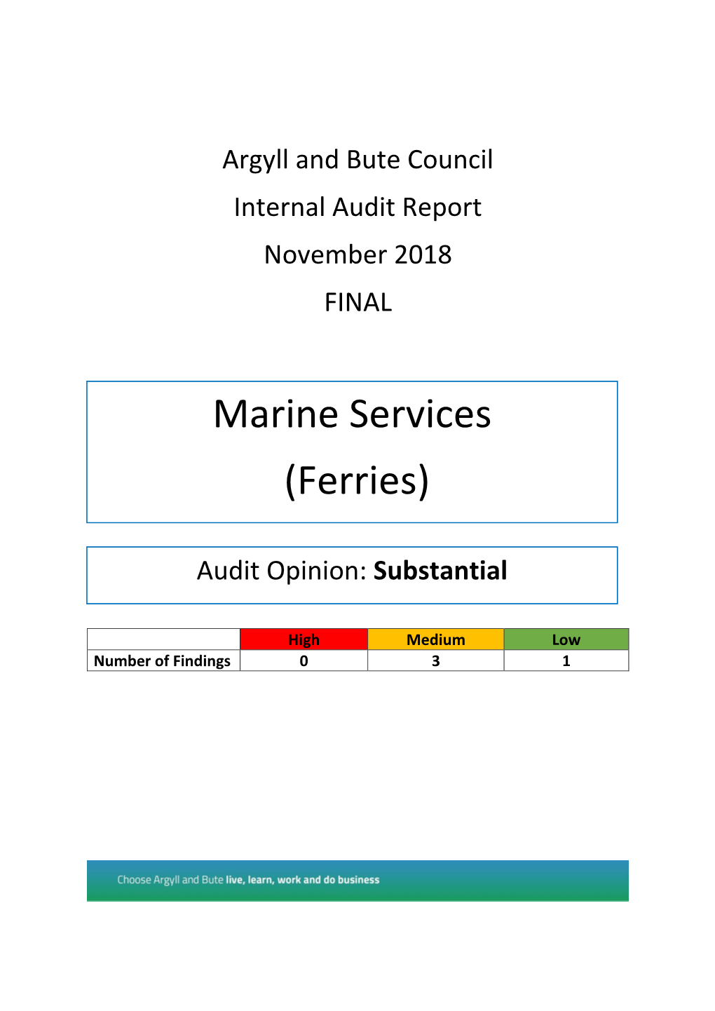 Marine Services (Ferries), November 2018 3