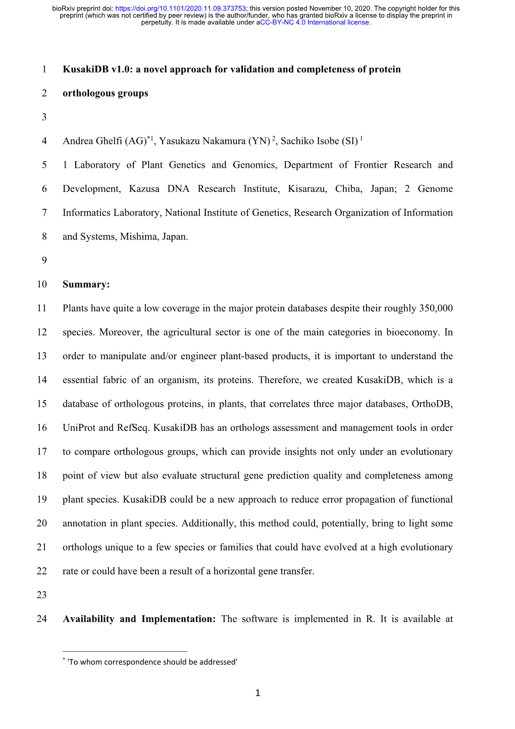 Kusakidb V1.0: a Novel Approach for Validation and Completeness of Protein