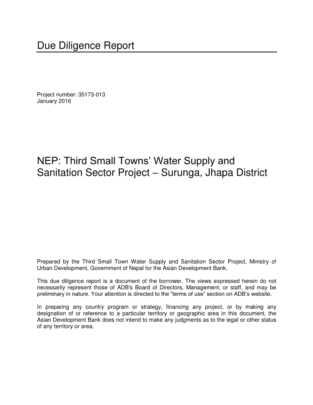 35173-013: Third Small Towns Water Supply and Sanitation Sector Project