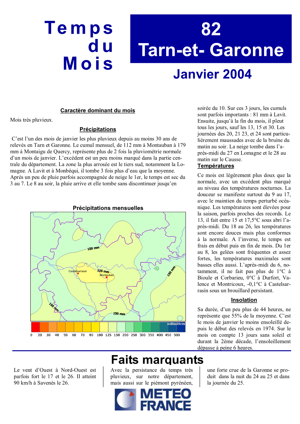 Temps Du Mois 82 Tarn-Et- Garonne