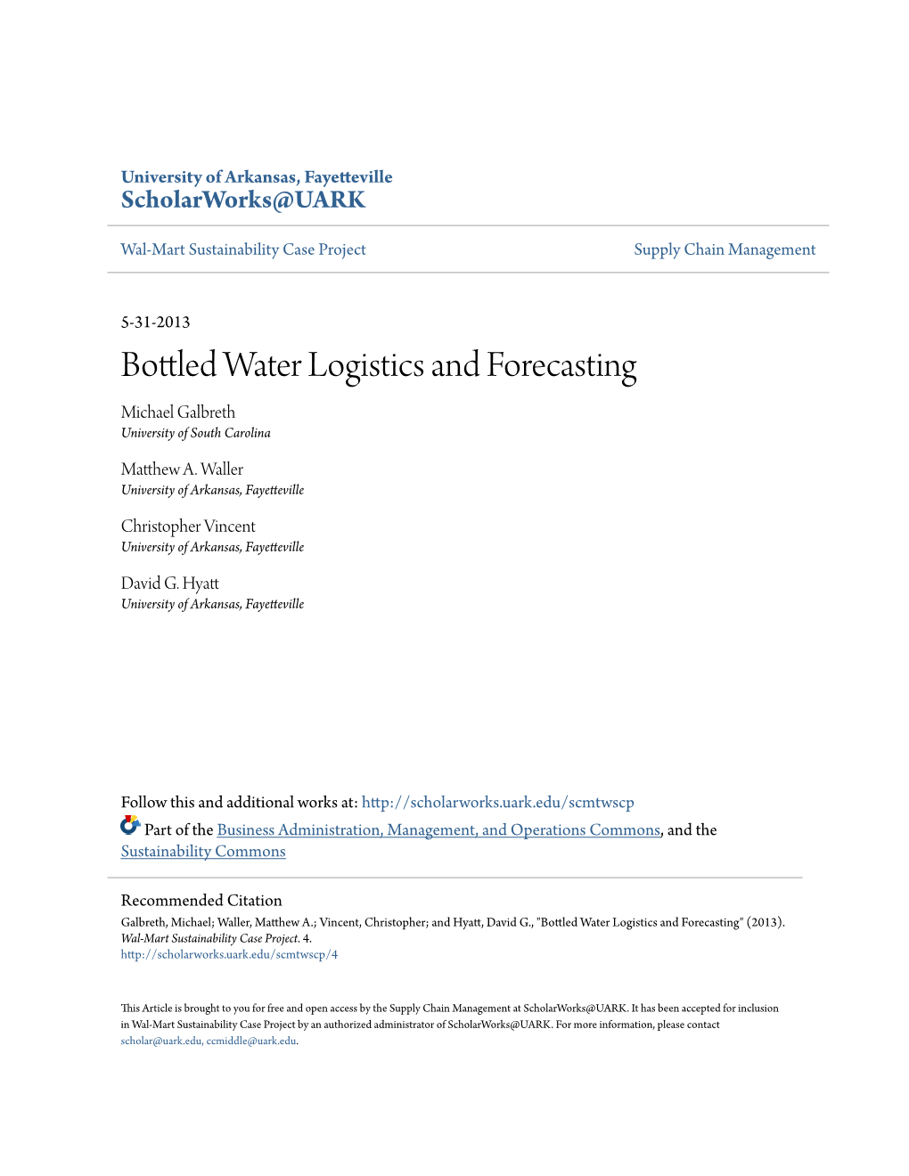 Bottled Water Logistics and Forecasting