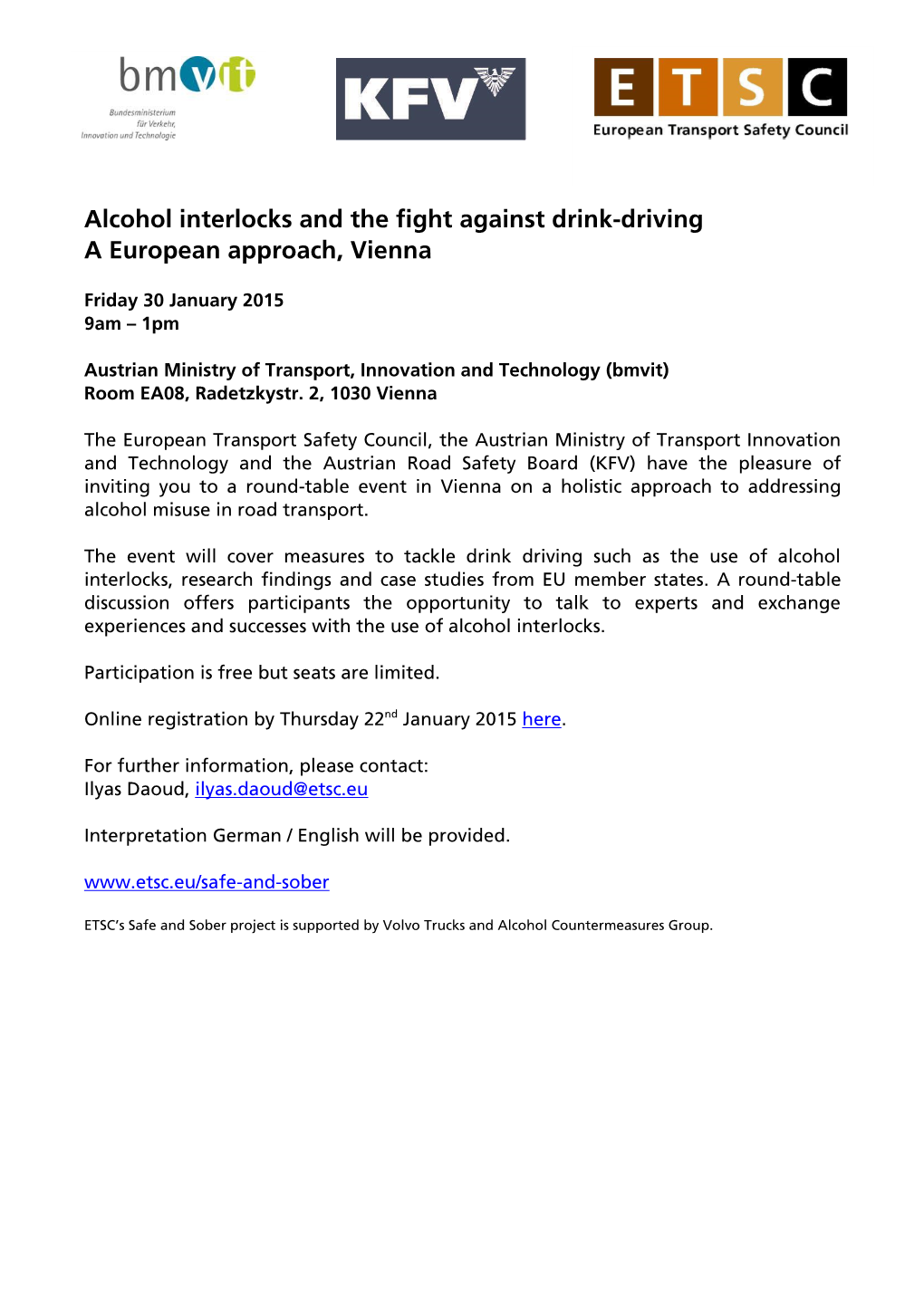 Alcohol Interlocks and the Fight Against Drink-Driving a European Approach, Vienna