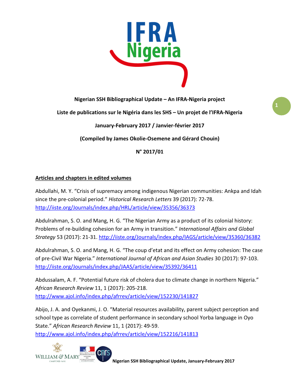 1 Nigerian SSH Bibliographical Update