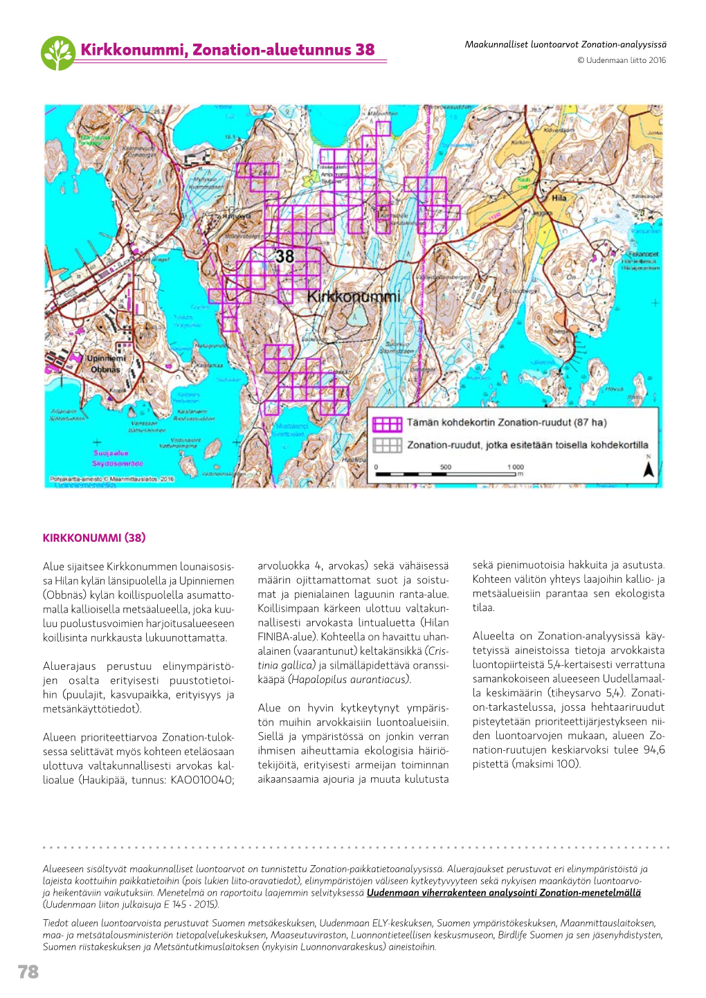 Kirkkonummi, Zonation-Aluetunnus 38 Maakunnalliset Luontoarvot Zonation-Analyysissä © Uudenmaan Liitto 2016