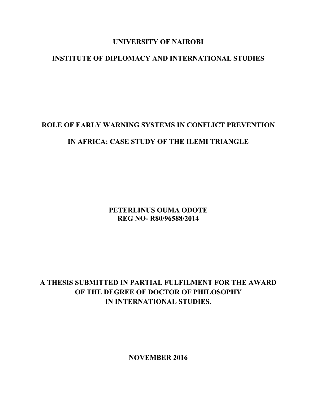 Role of Early Warning Systems in Conflict Prevention in Africa: Case