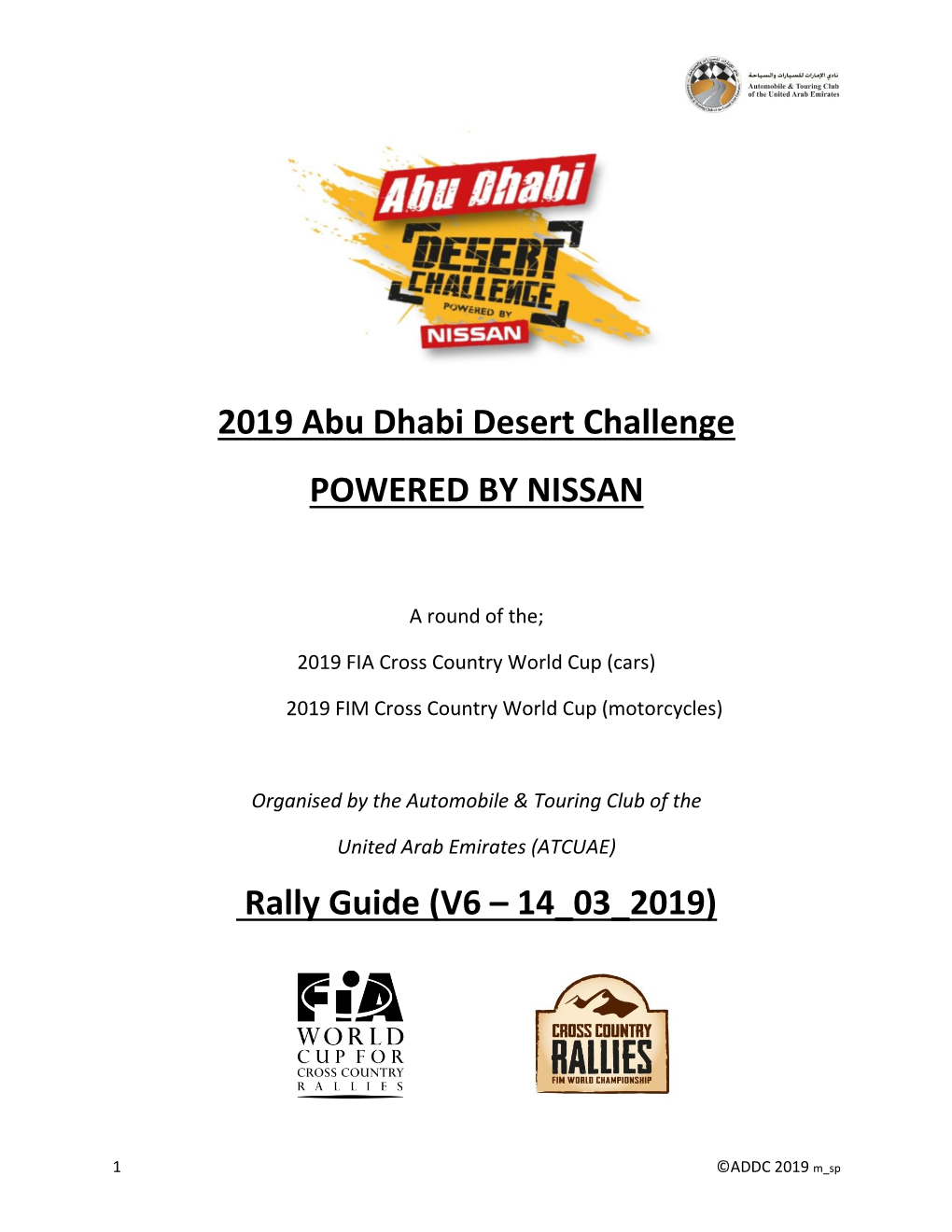 2019 Abu Dhabi Desert Challenge POWERED by NISSAN Rally Guide