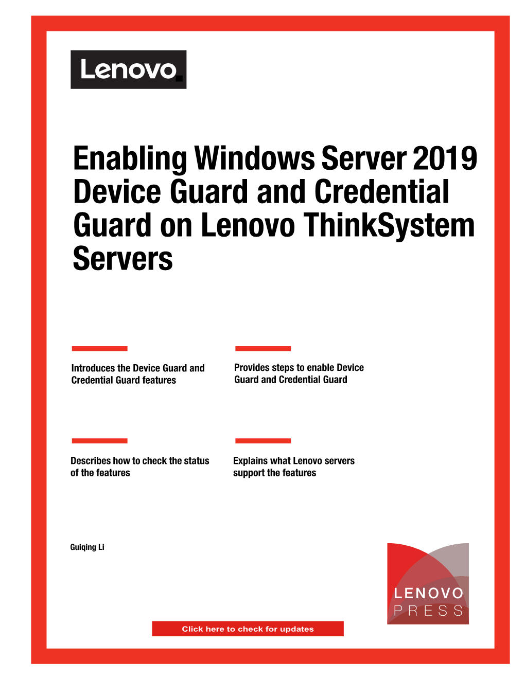 Enabling Windows Server 2019 Device Guard and Credential Guard on Lenovo Thinksystem Servers