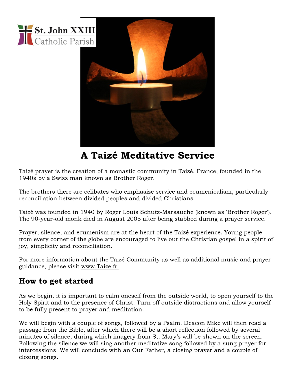 A Taizé Meditative Service