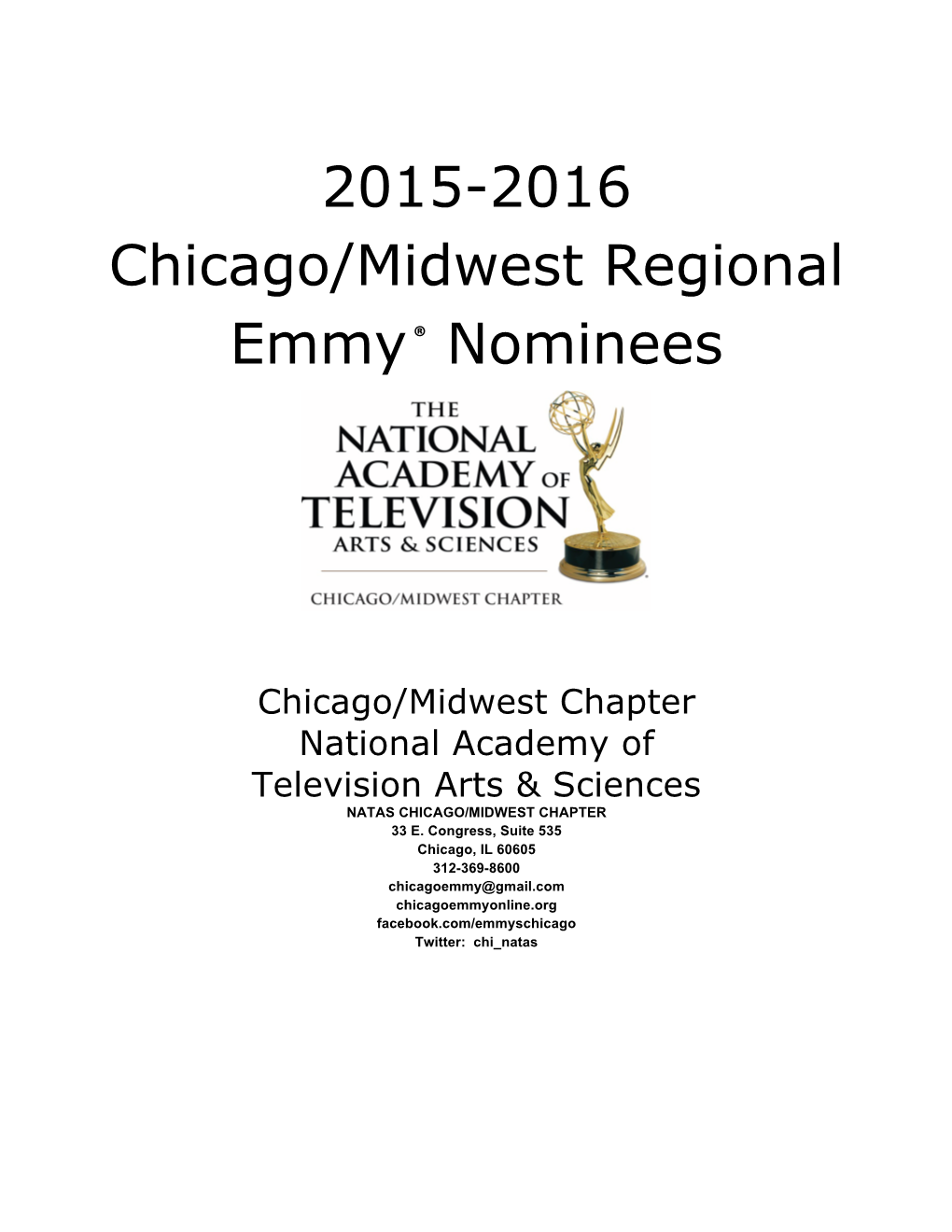 2015-2016 Chicago/Midwest Regional Emmy® Nominees