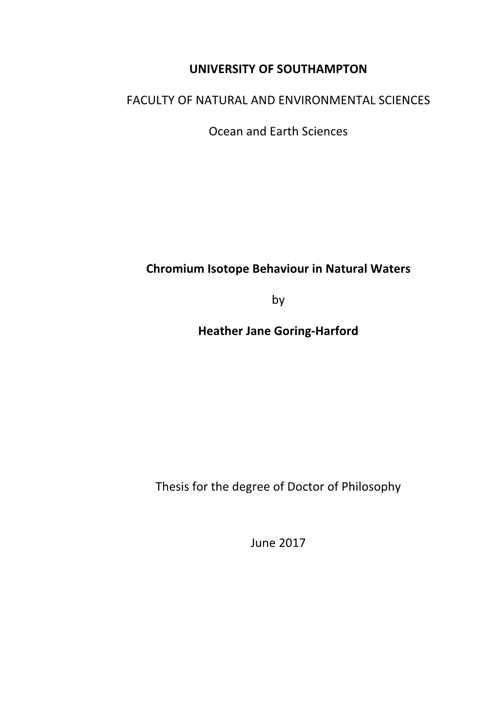 Chromium Isotope Behaviour in Natural Waters