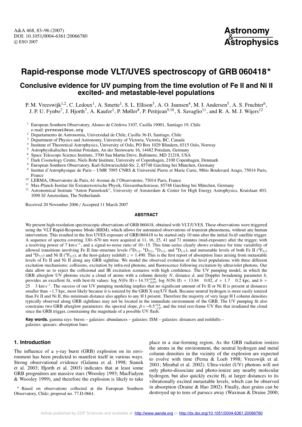 Rapid-Response Mode VLT/UVES Spectroscopy of GRB 060418
