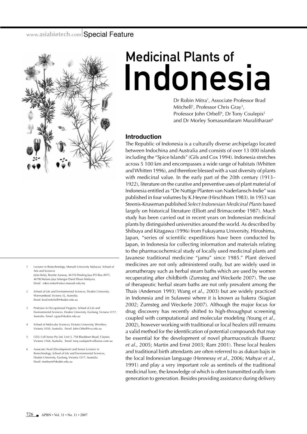 Medicinal Plants of Indonesia
