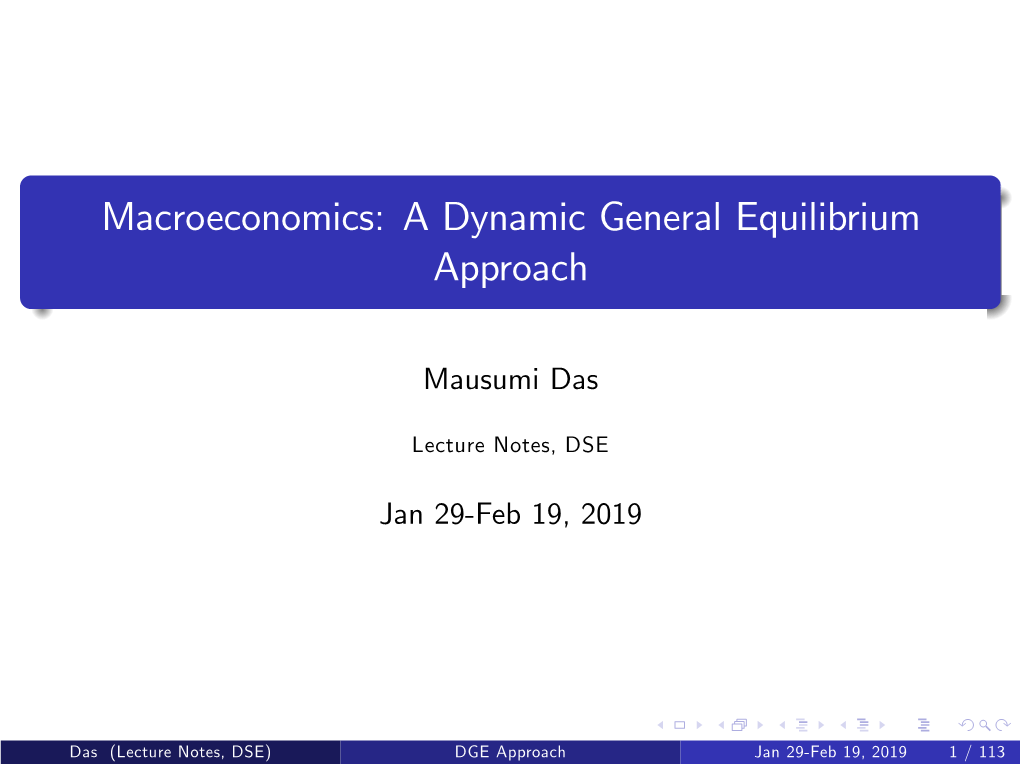Macroeconomics: a Dynamic General Equilibrium Approach