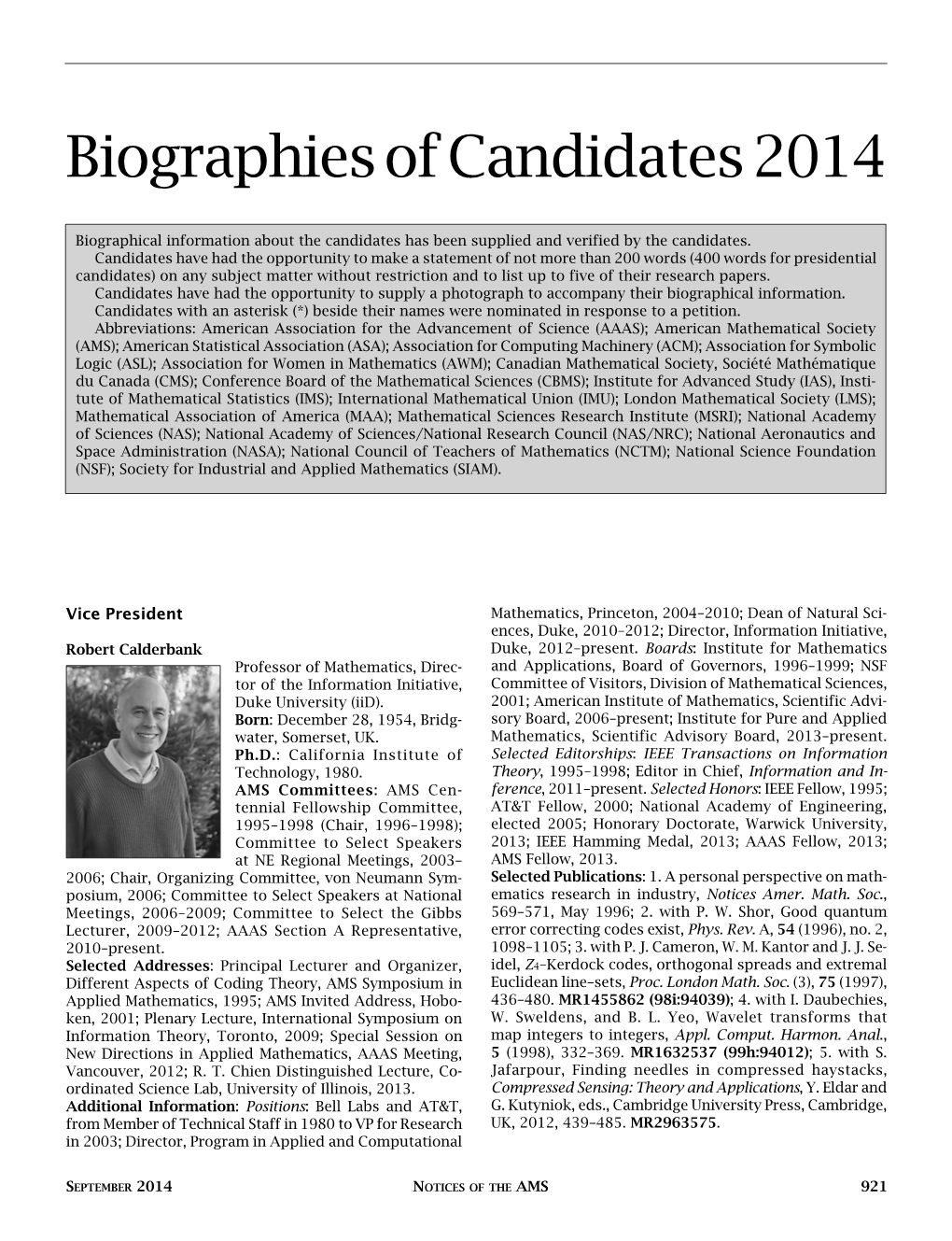 2014 AMS Elections---Biographies of Candidates