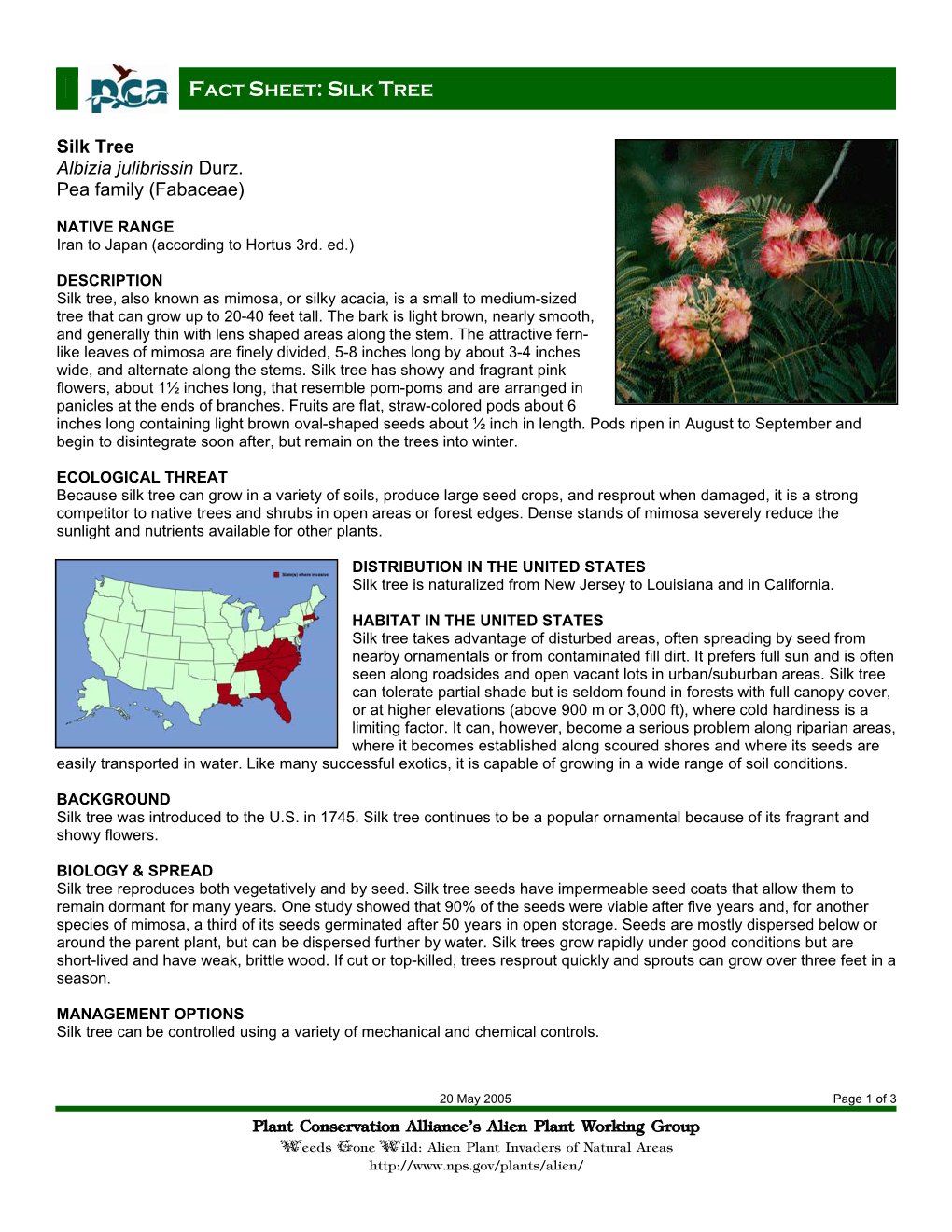 Plant Conservation Alliance®S Alien Plant Working Group